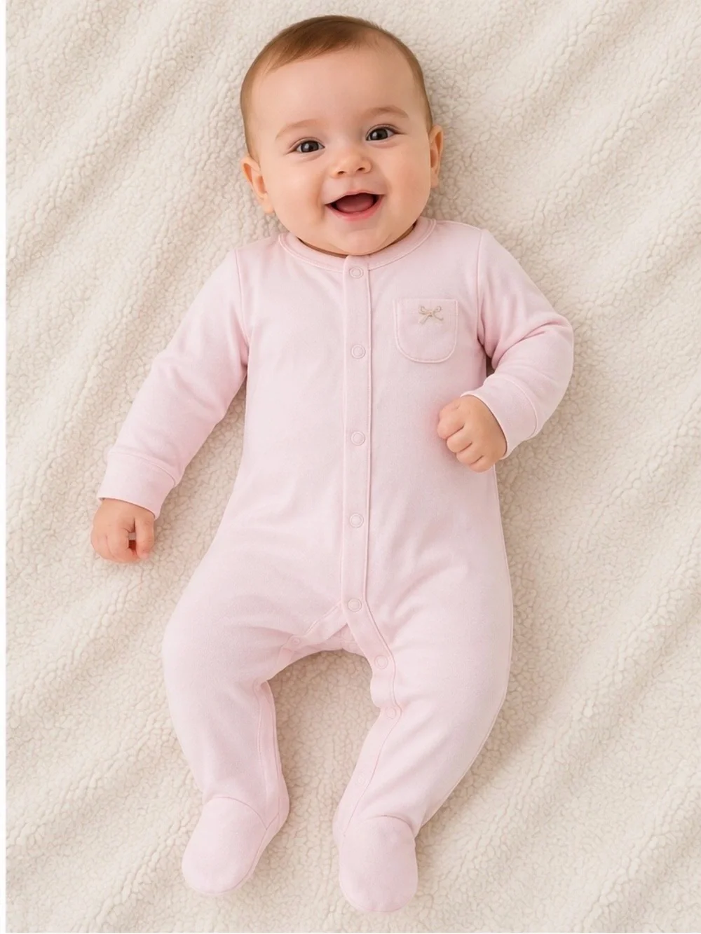 6 MTH Soft Pink Baby One-Piece Footed Sleeper